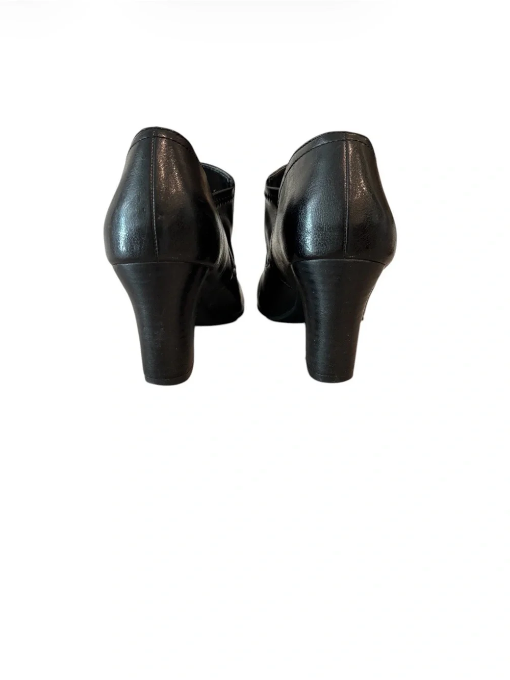 Franco Sarto Women's Black Leather Block Heel Slip-On Shoes